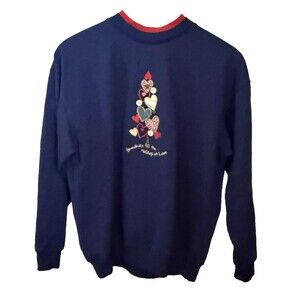 Vintage 90s M&C Sportswear Navy Grandmother Holiday Sweater Grandkids Gold Sz XL